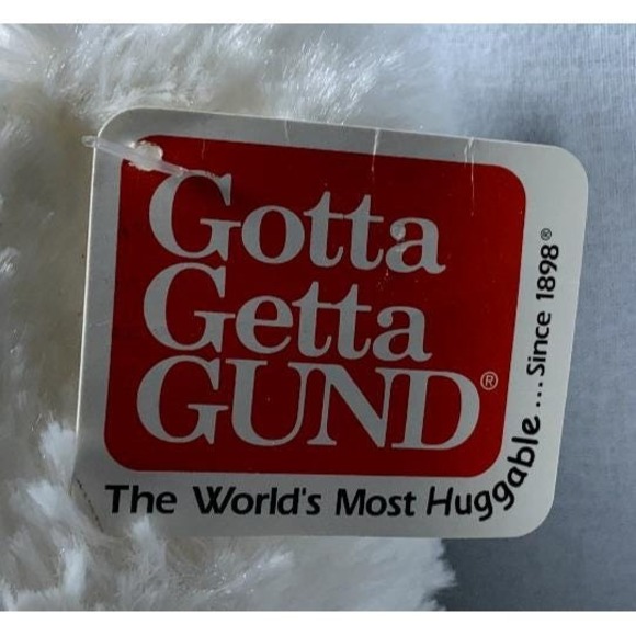 Gotta Getta Gund Big Brighton 16" White Plush Stuffed Teddy Bear w/ Ribbon 15235 - Picture 4 of 7